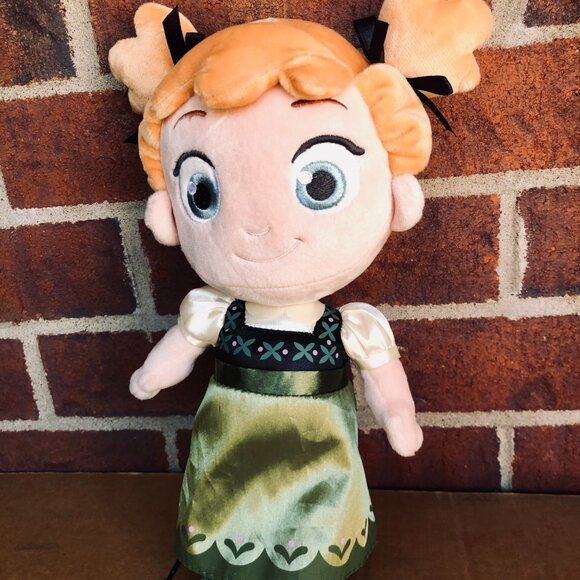 Disney Store Frozen Anna Plush Doll Toddler Green Dress 14" Stuffed Toy - Picture 2 of 6